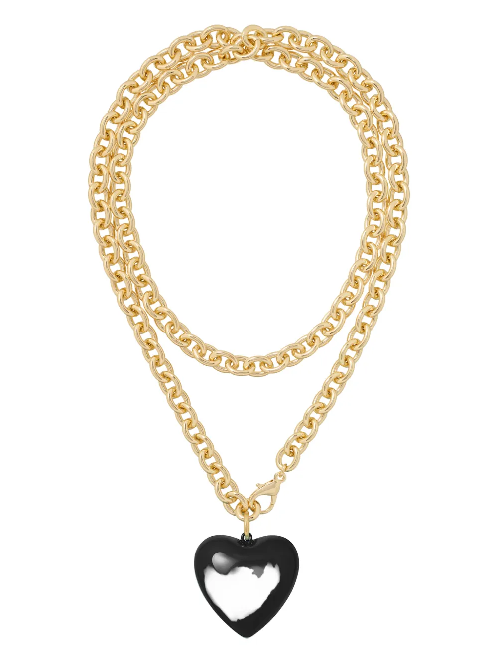Roxanne Assoulin Big Puffy Heart Charm Necklace In Gold