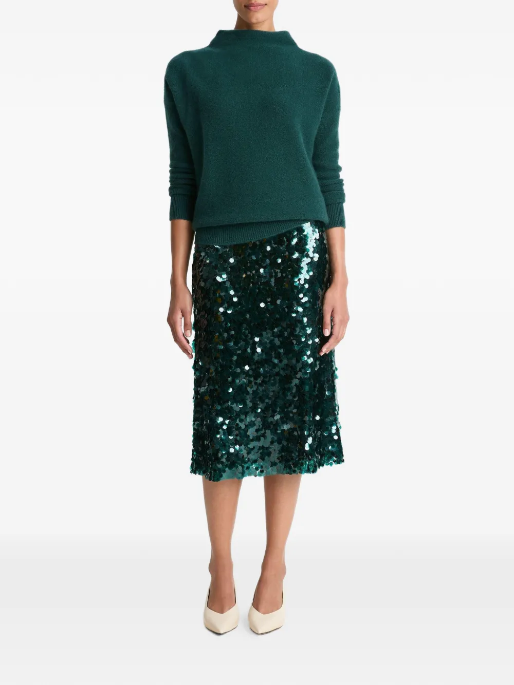 Vince Funnel-neck Sweater In Green