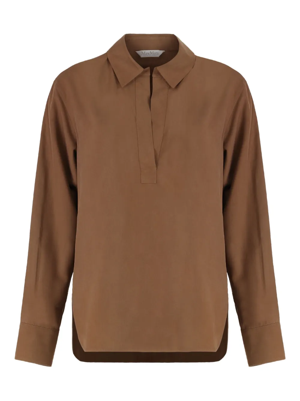 Max Mara rounded hem silk fabric shirt - ブラウン