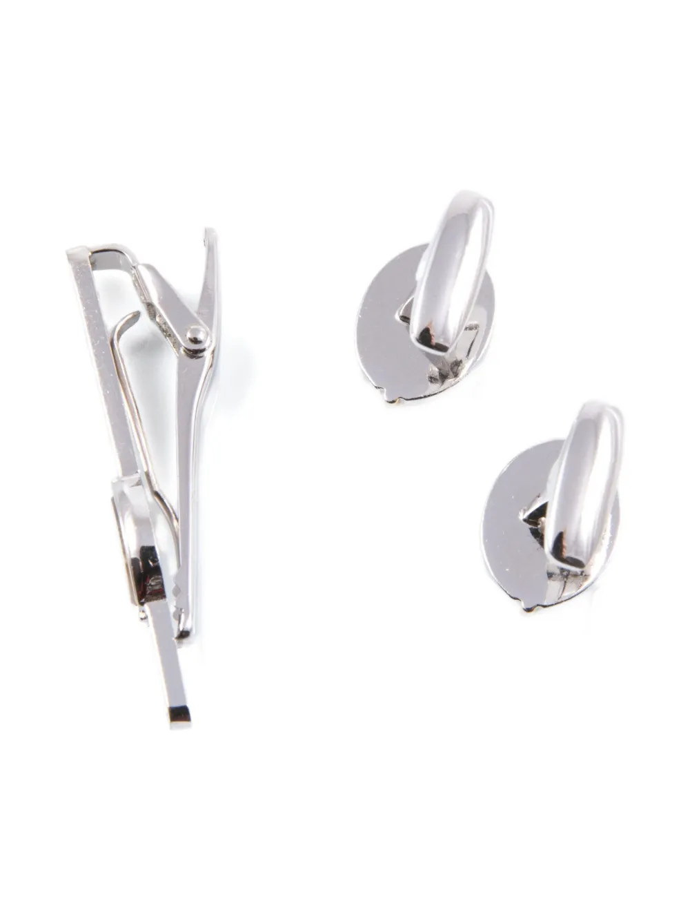 SAINT LAURENT Pre-owned 1990s Cassandre Logo Cufflinks And Tie Clip Set In Silver