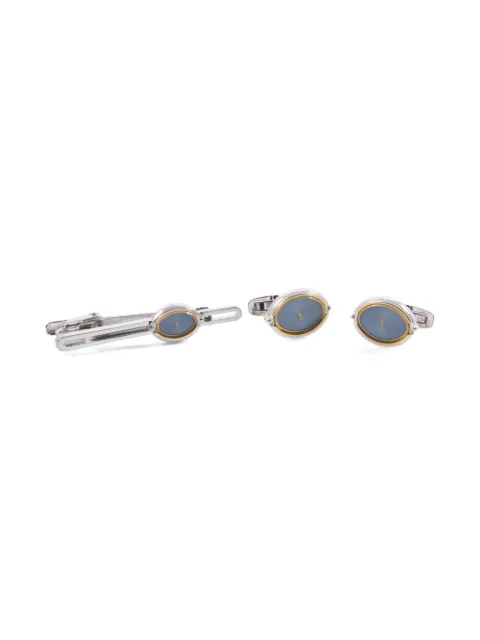 Saint Laurent Pre-Owned 1990s Cassandre logo cufflinks and tie clip set