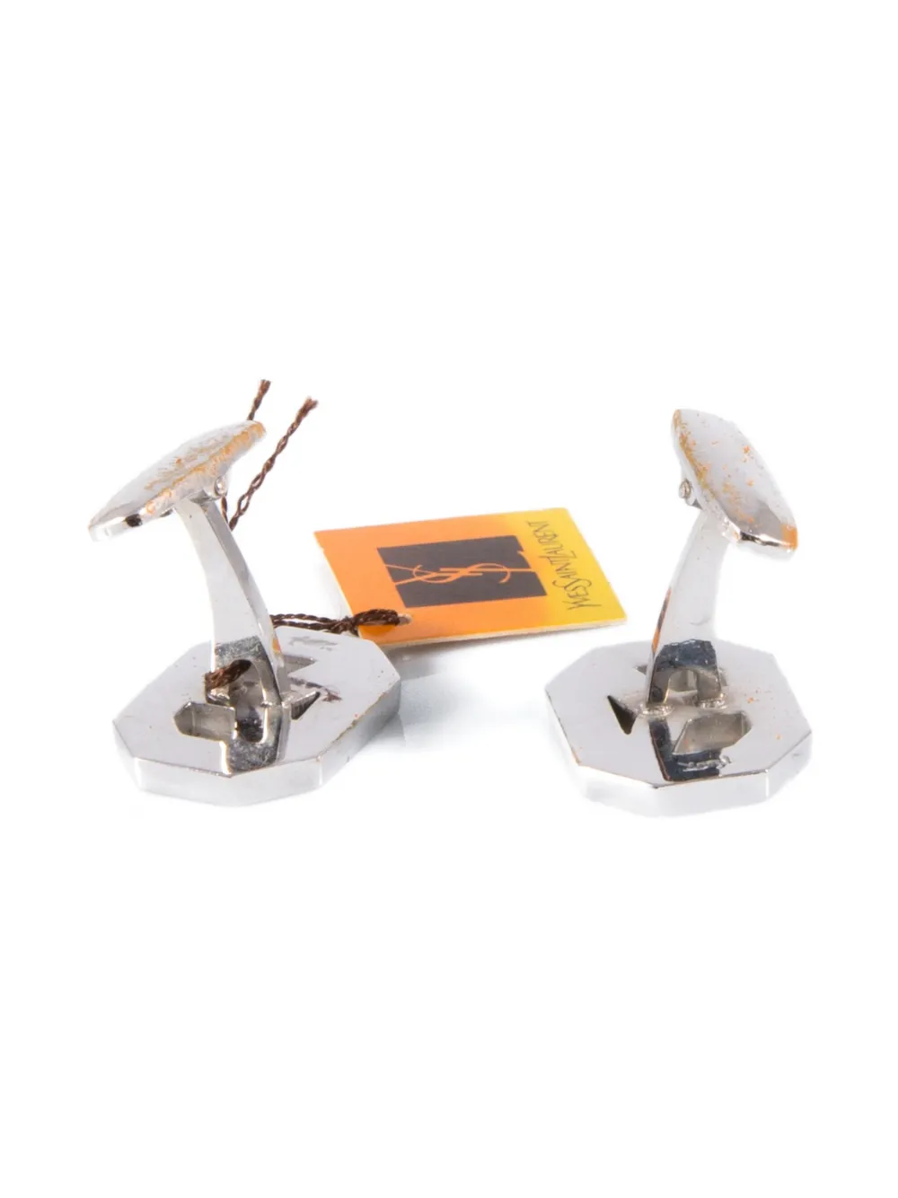 Saint Laurent Pre-Owned 1990s octagonal logo cufflinks | Men | Image 2