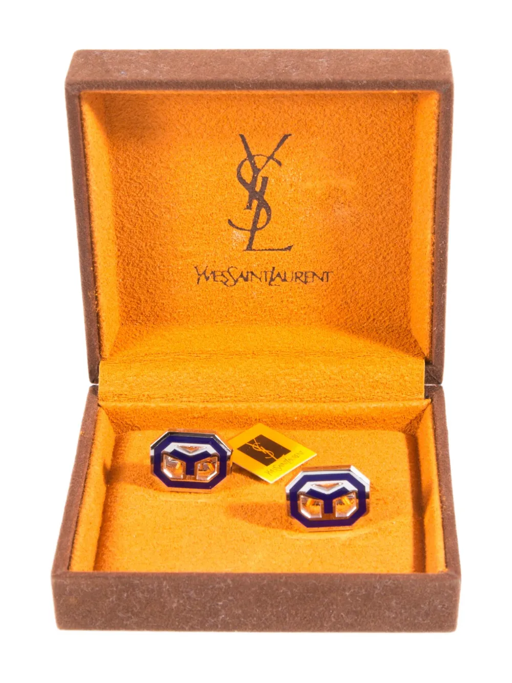 SAINT LAURENT Pre-owned 1990s Octagonal Logo Cufflinks In Silver