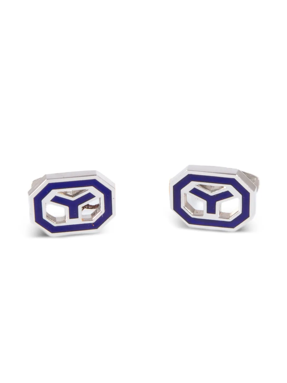 Saint Laurent Pre-Owned 1990s octagonal logo cufflinks | Silver | Image 1