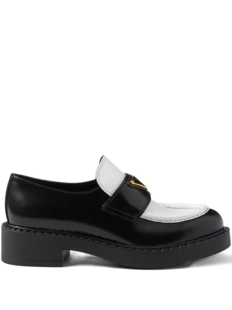 Prada leather Triangle-logo loafers