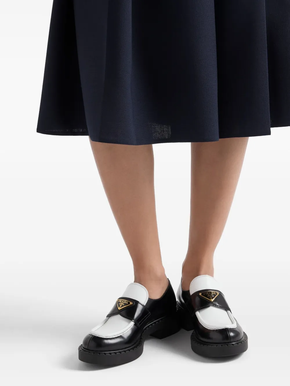 Prada Leather Triangle-logo Loafers In Black