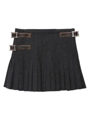 Prada Pleated Leather Miniskirt | Black | FARFETCH UK