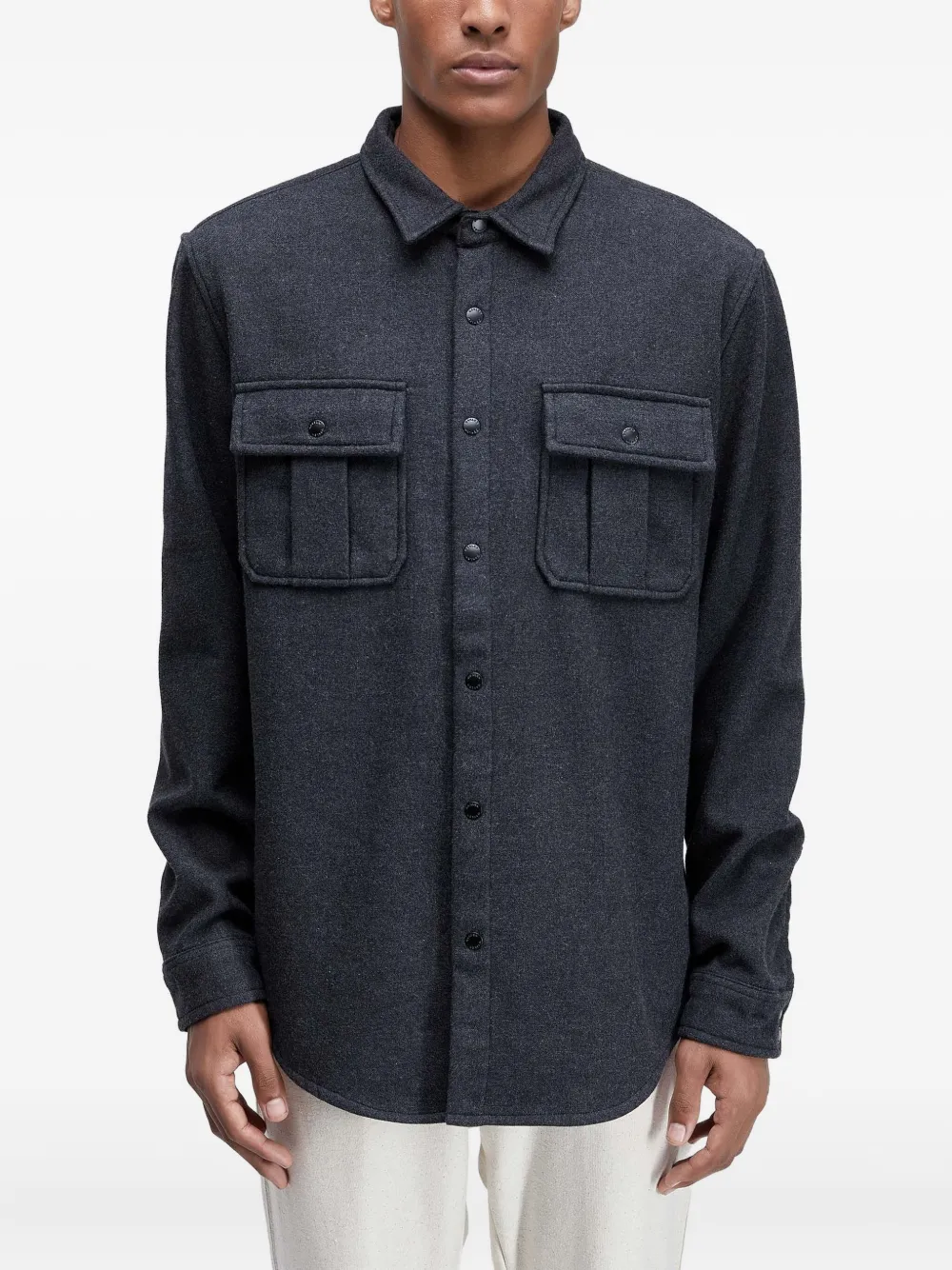 Osklen Ulina Mescla Button Pocket Shirt In Gray