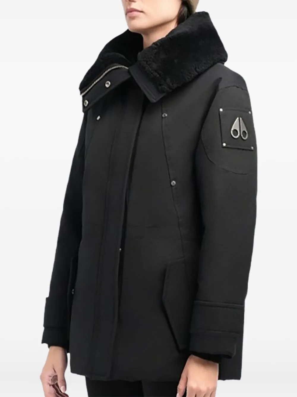 Moose Knuckles Aurora Faux-fur Collar Jacket In Black