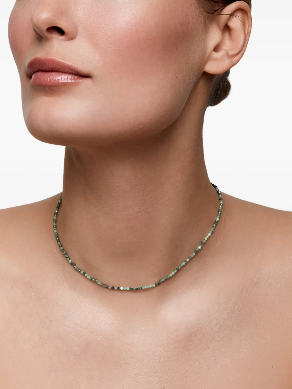 Mateo Emerald Beaded Necklace in Green, view 2