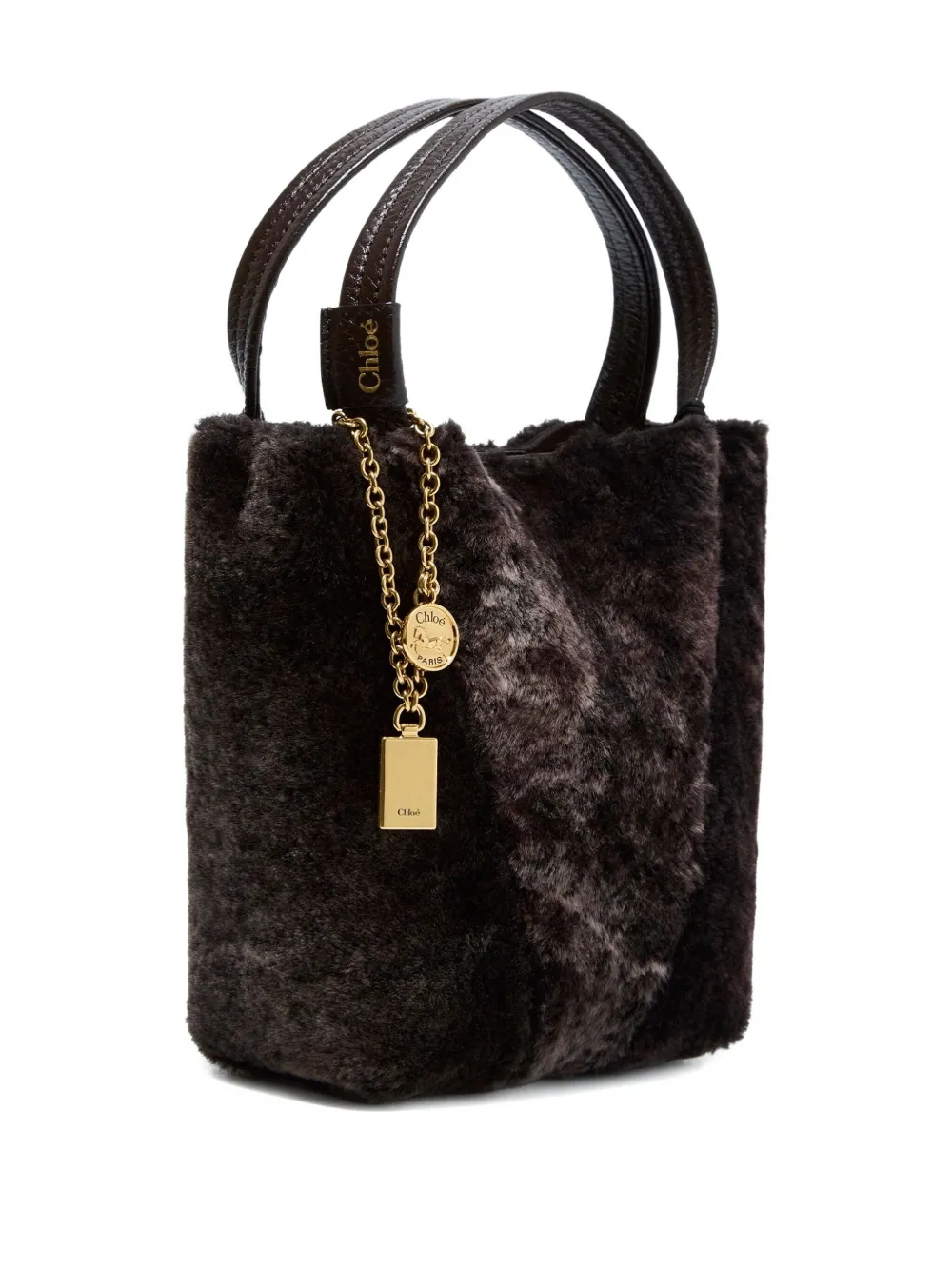 Chloé Spin kleine shopper met bedel Bruin