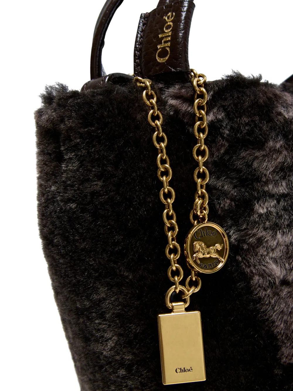 Chloé Spin kleine shopper met bedel Bruin