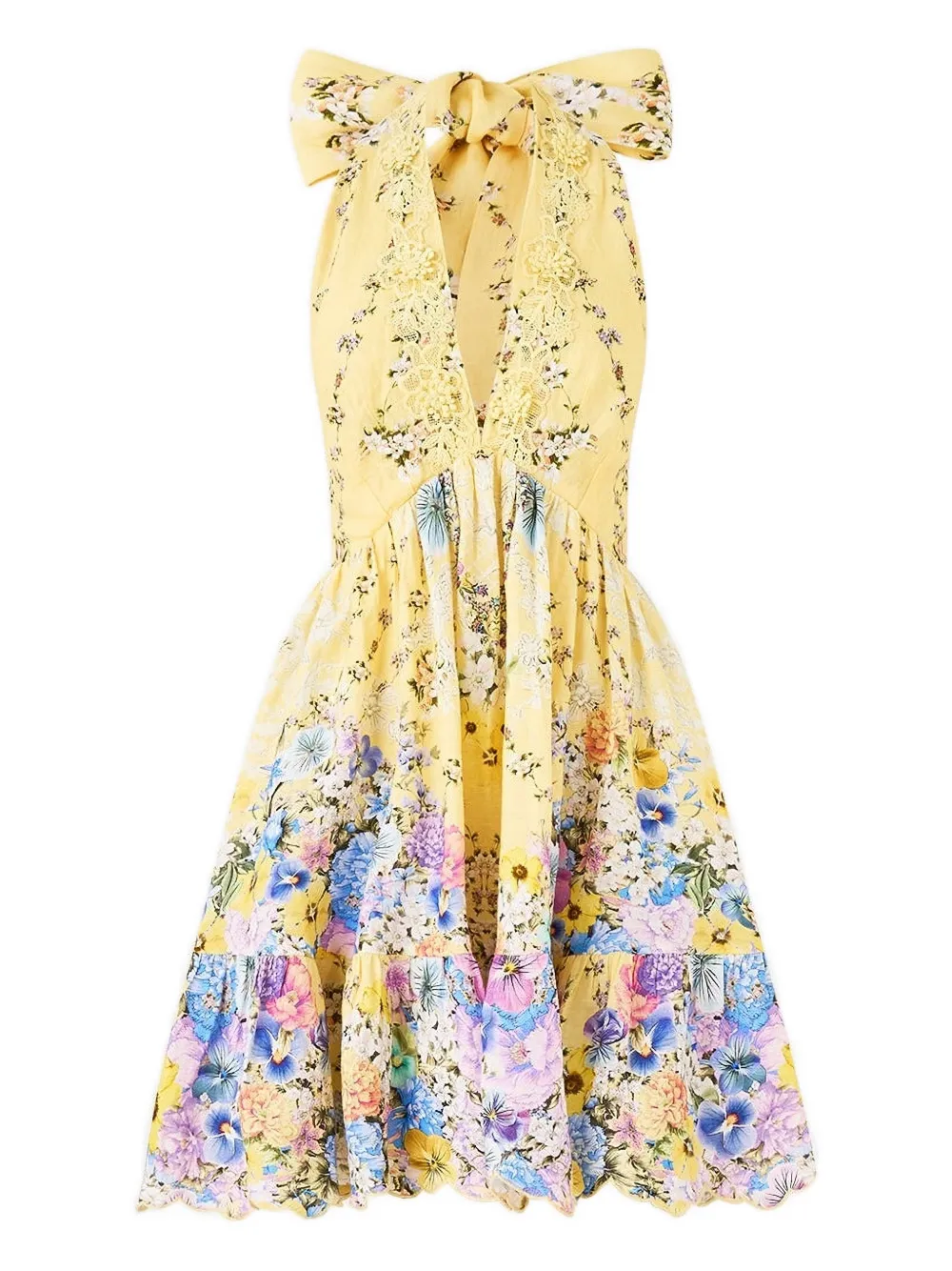 Camilla Ruffle-hem Mini Dress In Multi