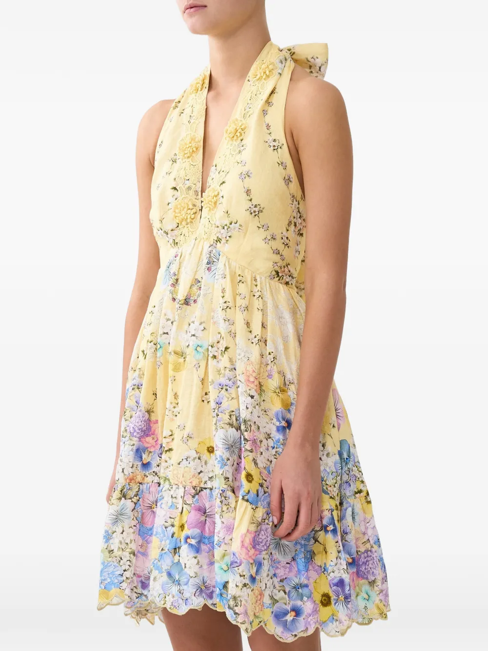 Camilla Ruffle-hem Mini Dress In Multi