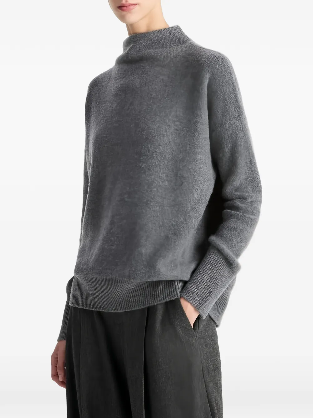 Vince Funnel-neck Sweater In Gray
