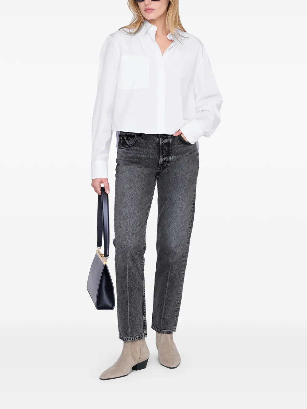 ANINE BING Essie cropped pocket shirt - Wit