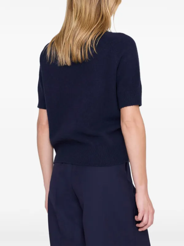 ANINE BING Jackson Turtleneck short-sleeve Sweater | Blue | FARFETCH