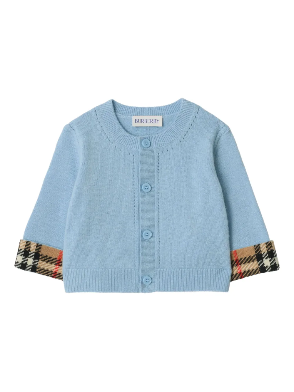 Burberry Check-trim Cashmere Trouser Set In Blue