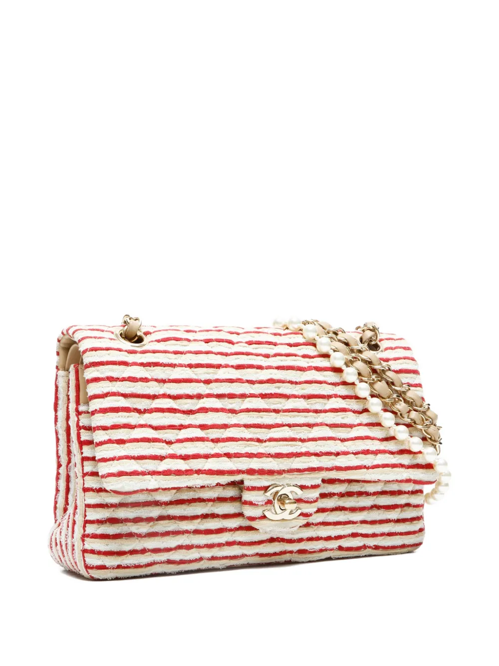 Pre-owned Chanel 2014 Double Flap Shoulder Bag In White