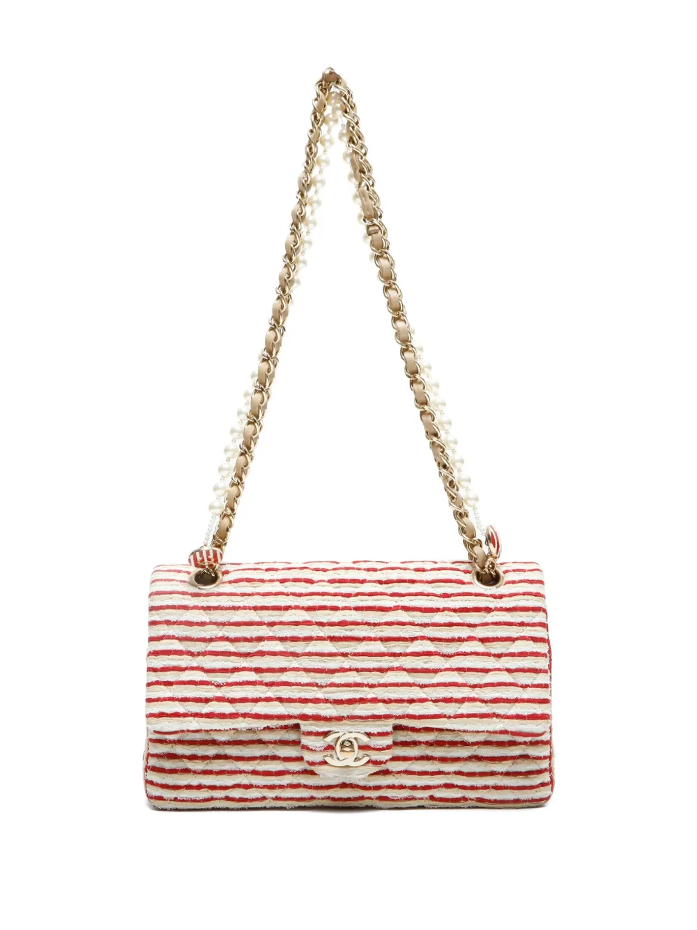 Pre-owned Chanel 2014 Double Flap Shoulder Bag In White