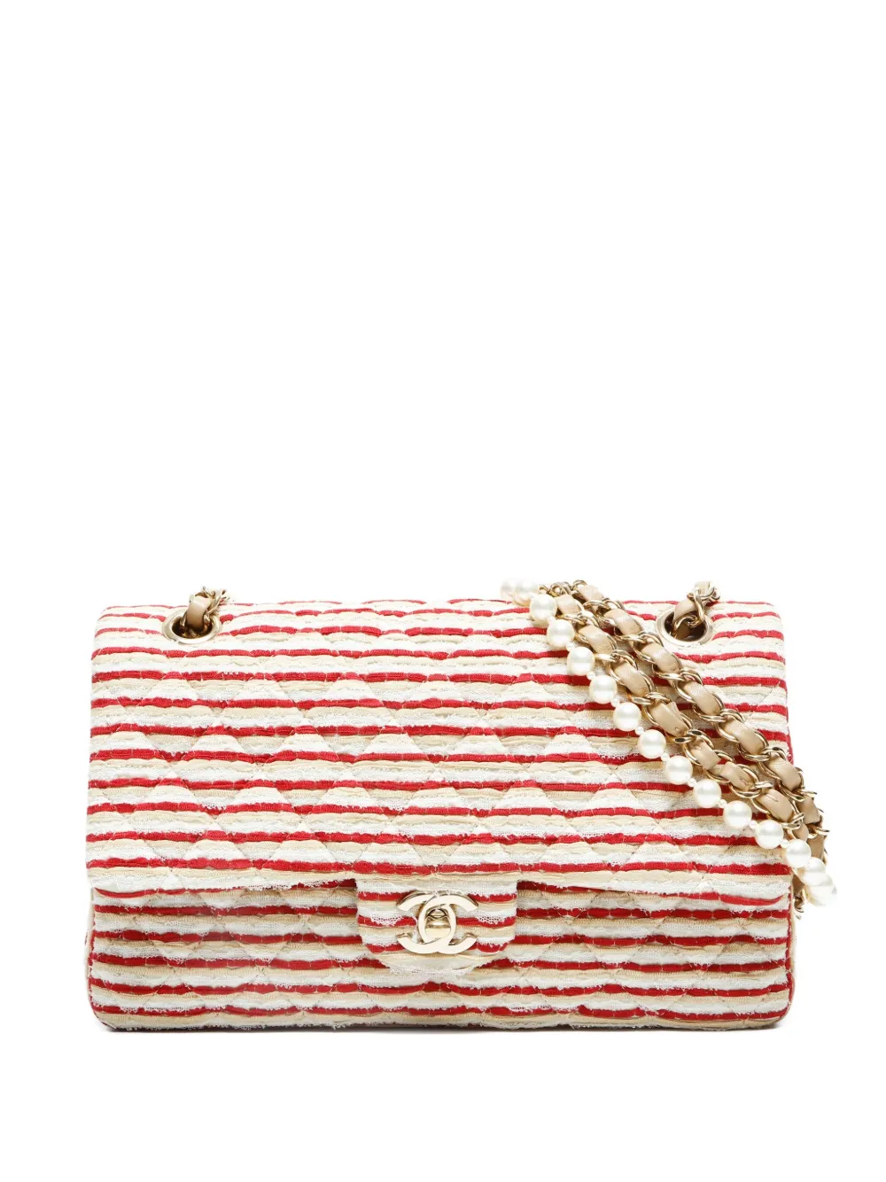 Pre-owned Chanel 2014 Double Flap Shoulder Bag In White