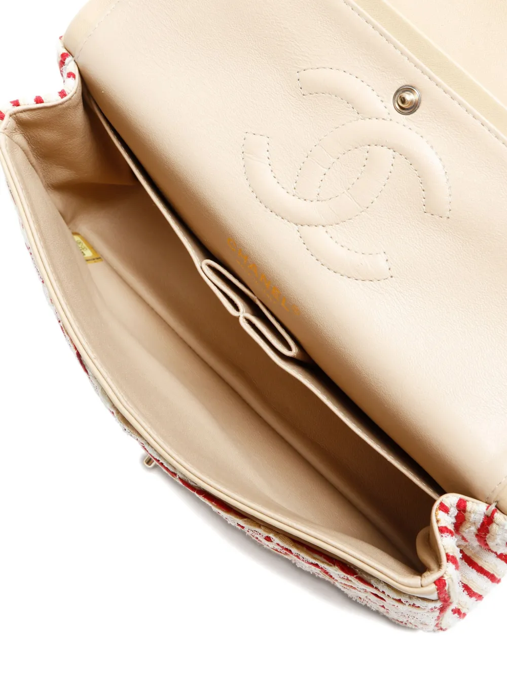 Pre-owned Chanel 2014 Double Flap Shoulder Bag In White