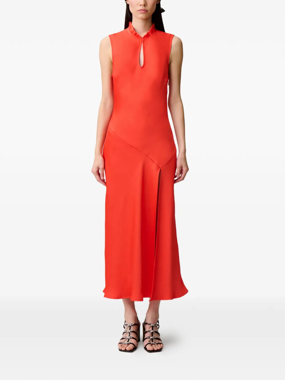 Claudie Pierlot Jurk met ruches en uitgesneden details Rood