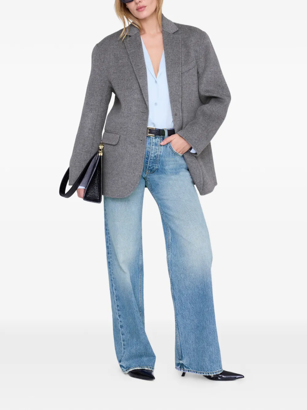 ANINE BING Bethany blouse met knoop - Blauw