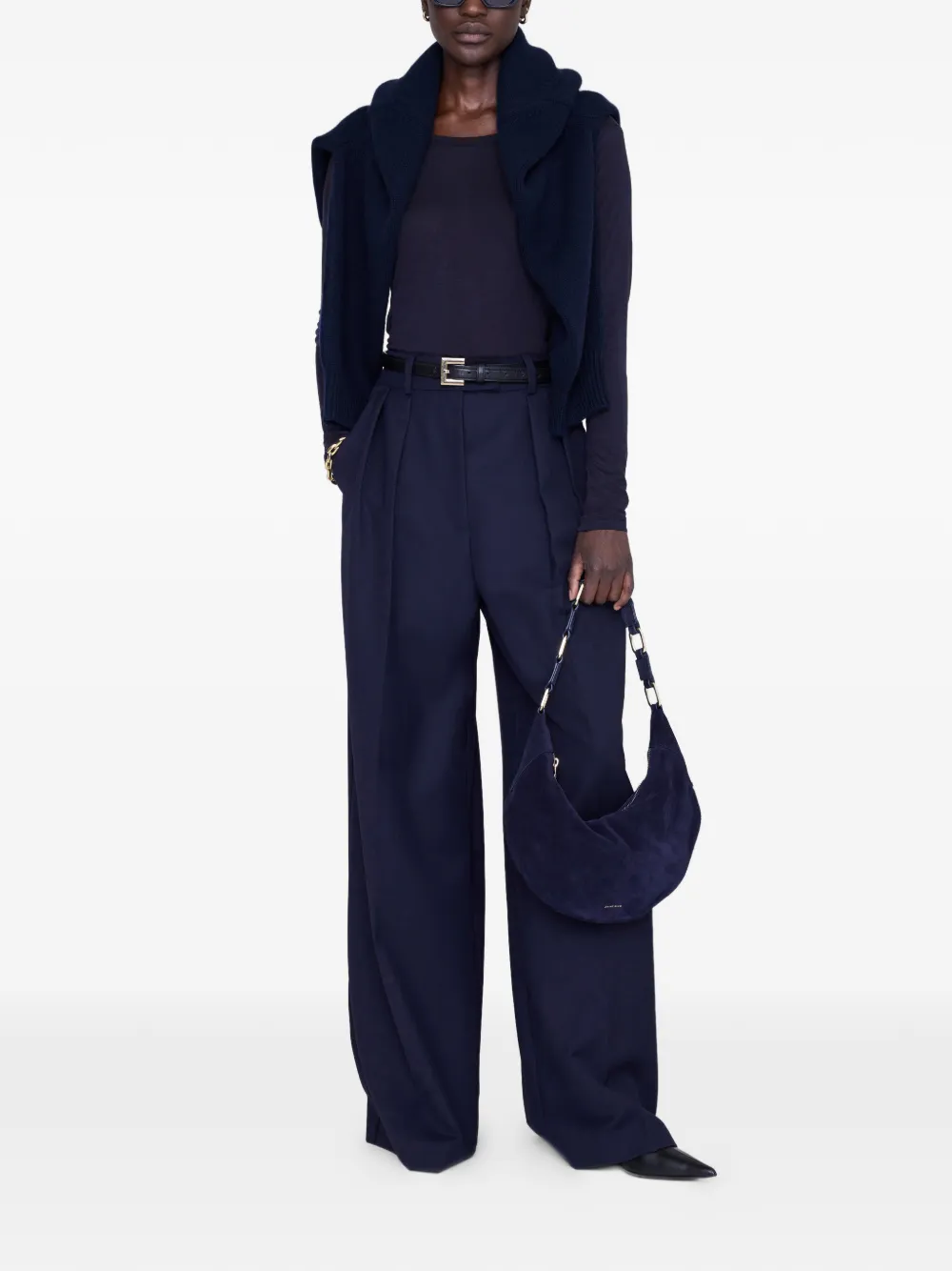 ANINE BING Kate Hobo schoudertas met ketting - Blauw