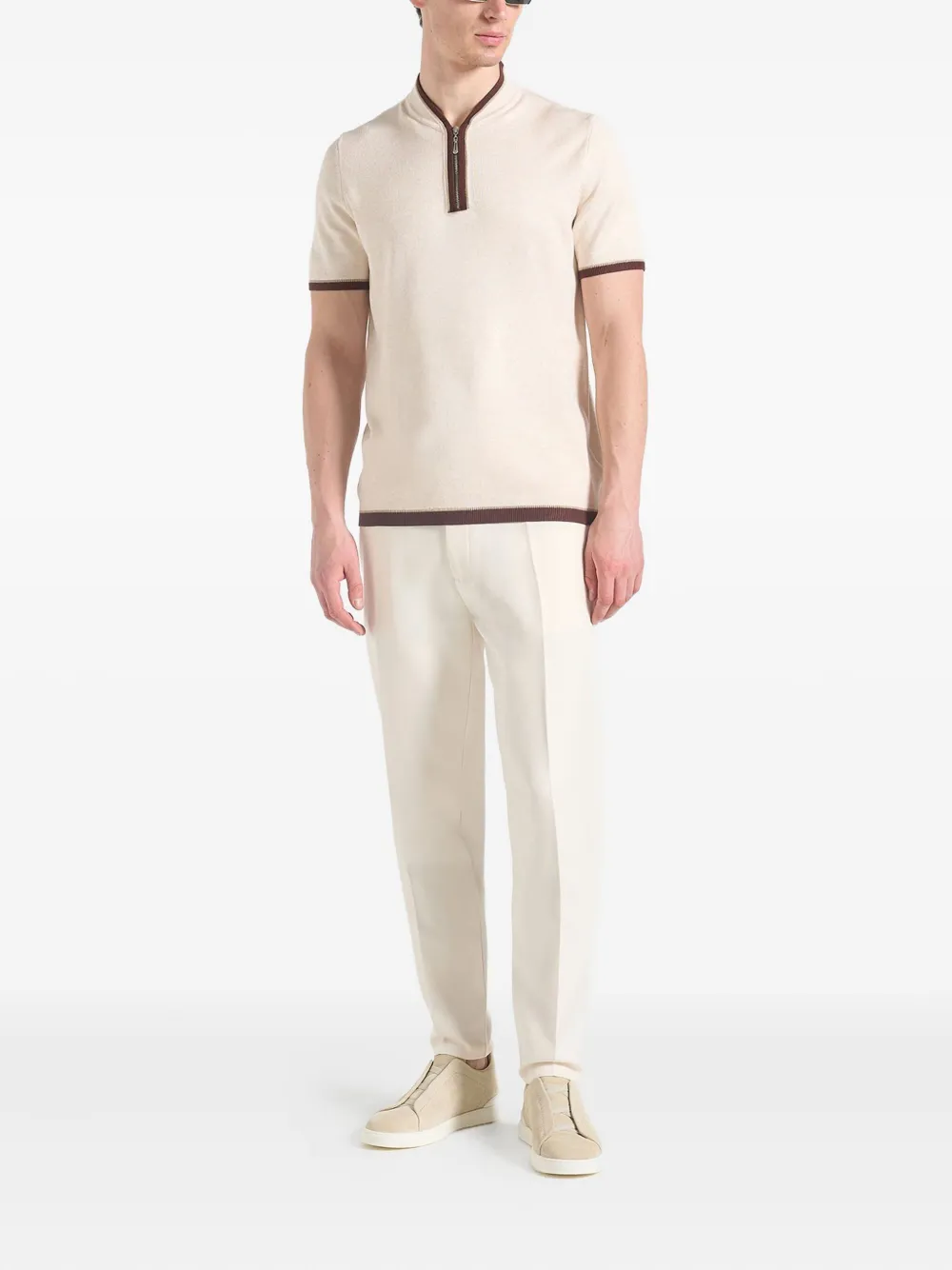 Manière De Voir Clement half-zip polo shirt - Beige