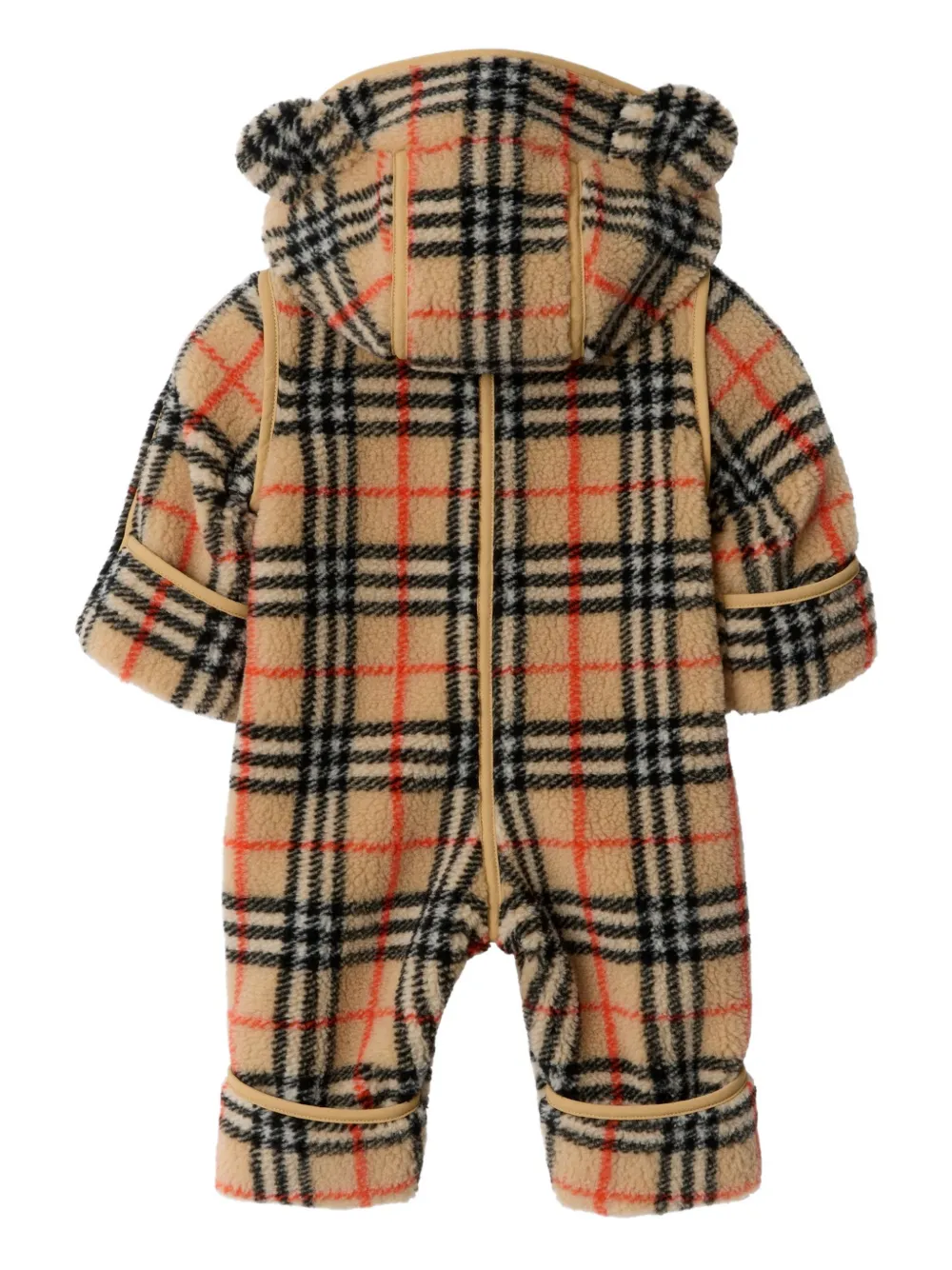 Burberry Kids Geruit jumpsuit met capuchon Beige