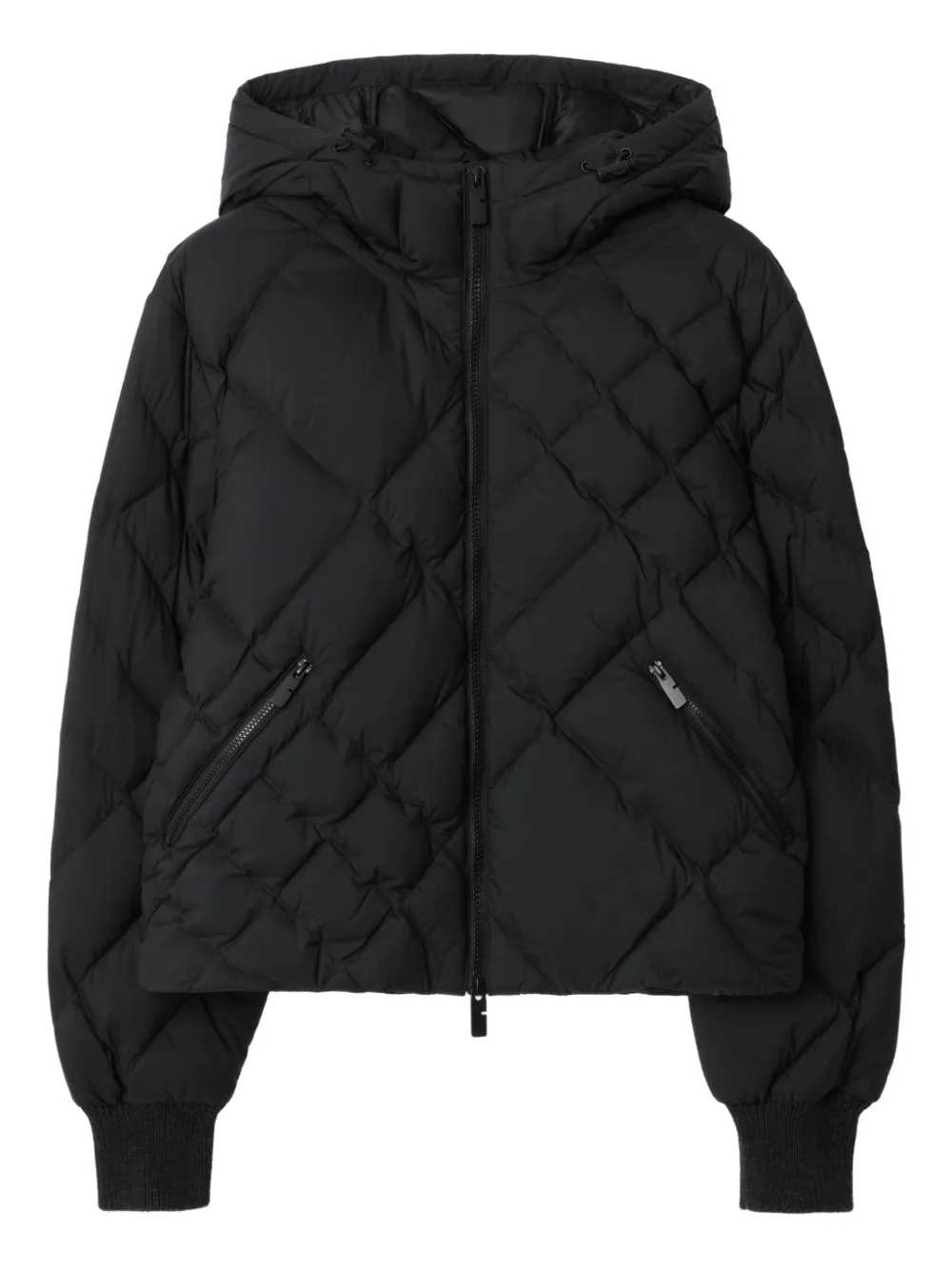 Burberry Check-stitch Nylon Delley Puffer Jacket In Black