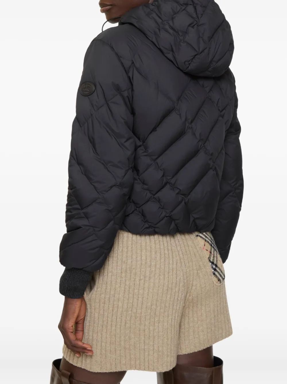 Burberry Check-stitch Nylon Delley Puffer Jacket In Black