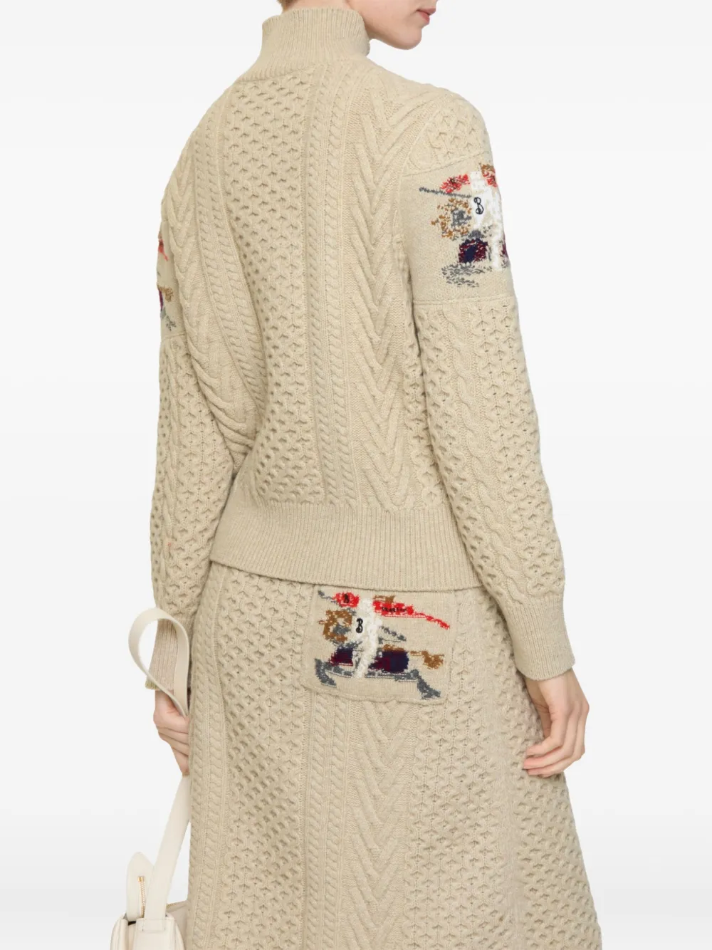  Burberry Ekd Aran-knit Sweater - Neutrals 