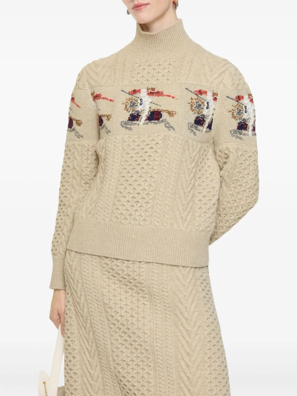 Burberry Ekd Aran-knit Sweater - Neutrals 