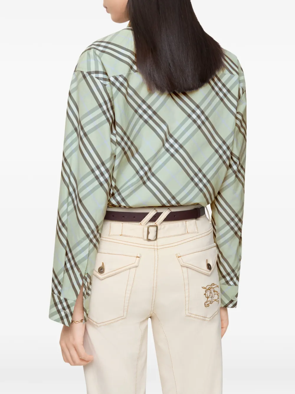 Burberry Geruite katoenen blouse Groen