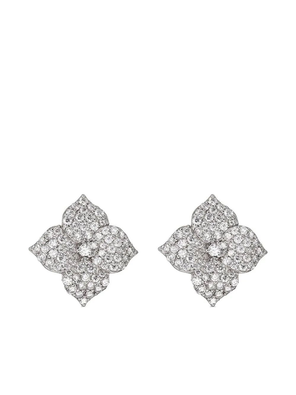 Piranesi 18K white gold small Fiore diamond earrings - シルバートーン Piranesi 18K white gold small Fiore diamond earrings - シルバートーン