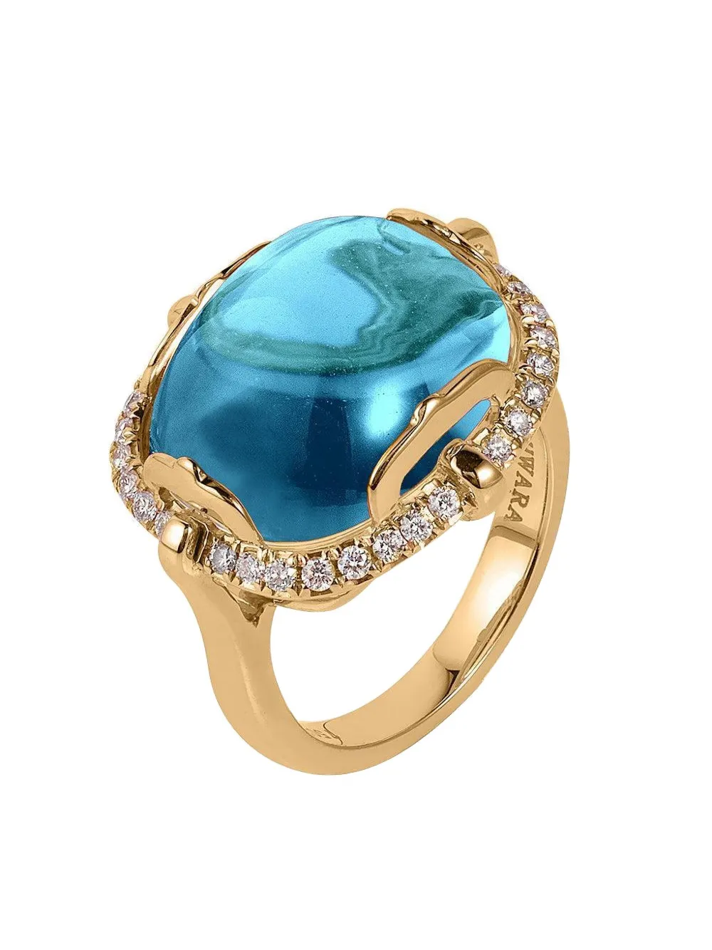 Goshwara 18k Yellow Gold Rock-n-roll Topaz And Diamond Ring In Gold