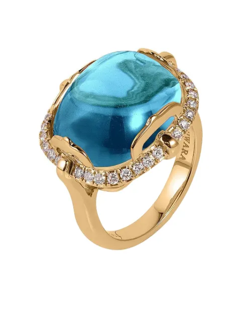 Goshwara anillo Rock-N-Roll en oro amarillo de 18 ct con diamante y topacio