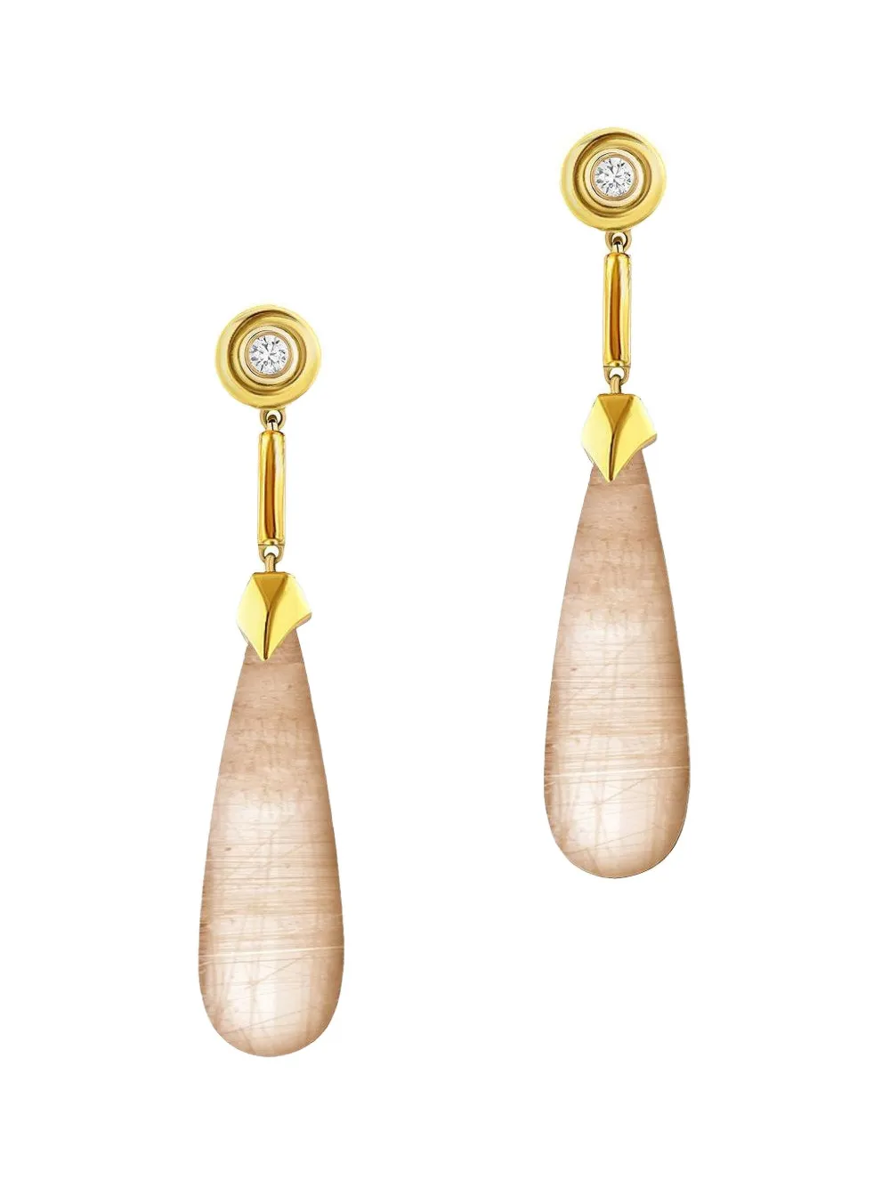 Goshwara 18k Yellow Gold Mia G Quartz And Diamond Earrings In Gold