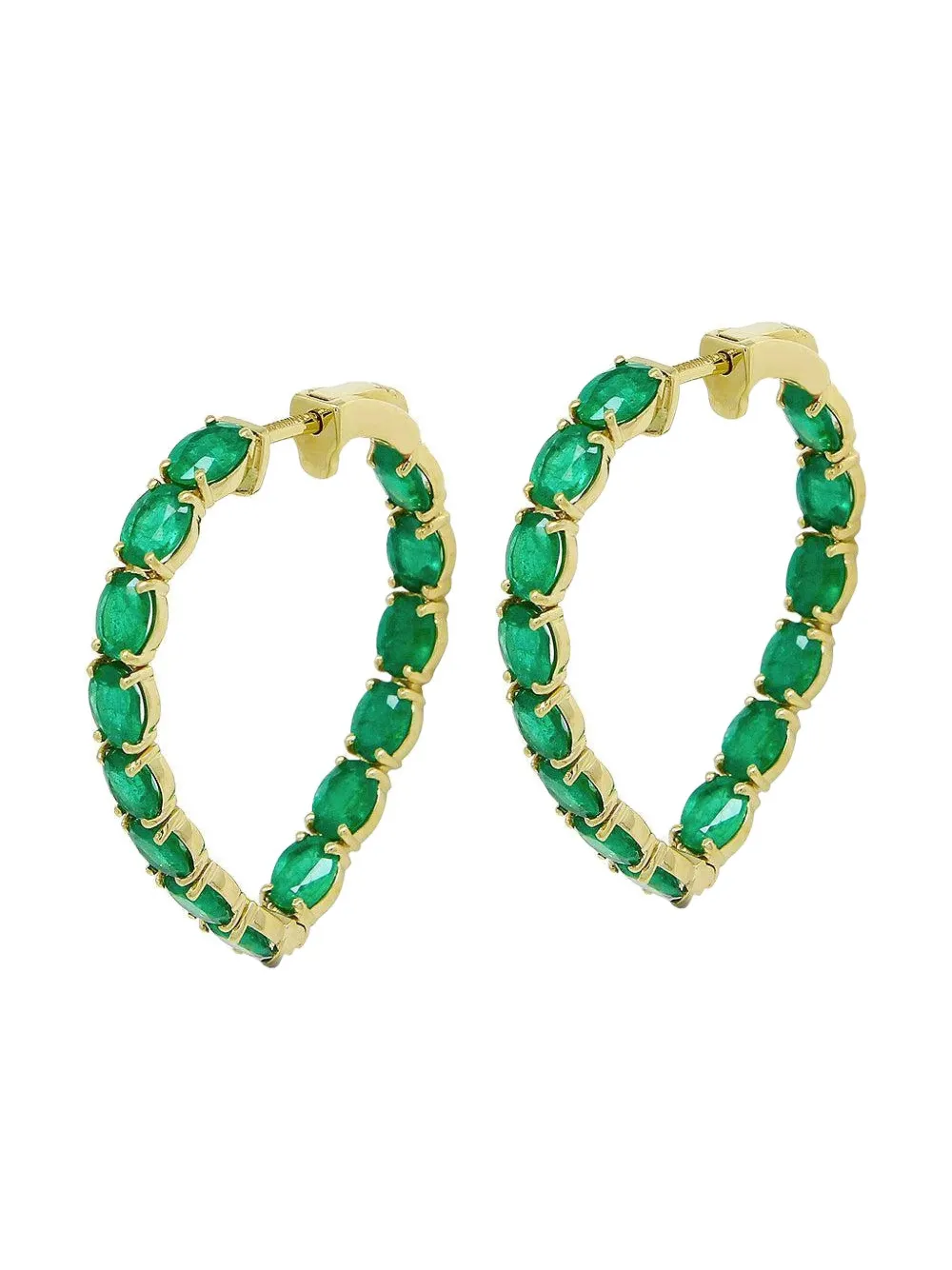 Goshwara aretes en forma de corazón en oro amarillo de 18kt con esmeralda | Image 2