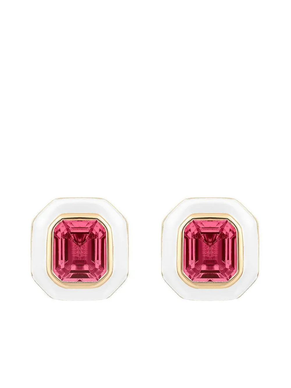 Goshwara 18K yellow gold square-cut rubellite earrings - ゴールドトーン