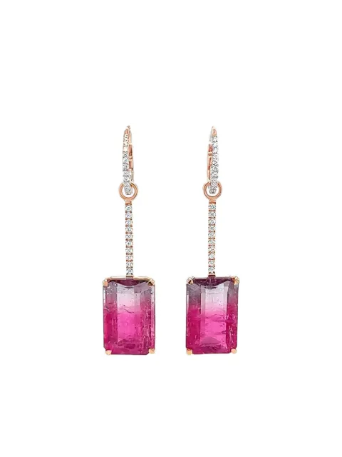 Lisa Nik 18K rose gold embellished diamond and tourmaline drop earrings