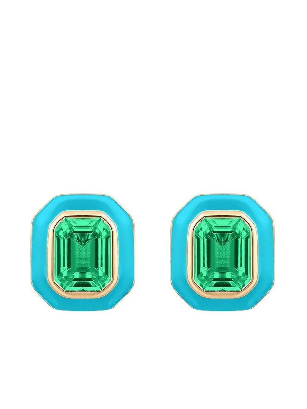 Goshwara 18K yellow gold embellished turquoise earrings - ゴールドトーン