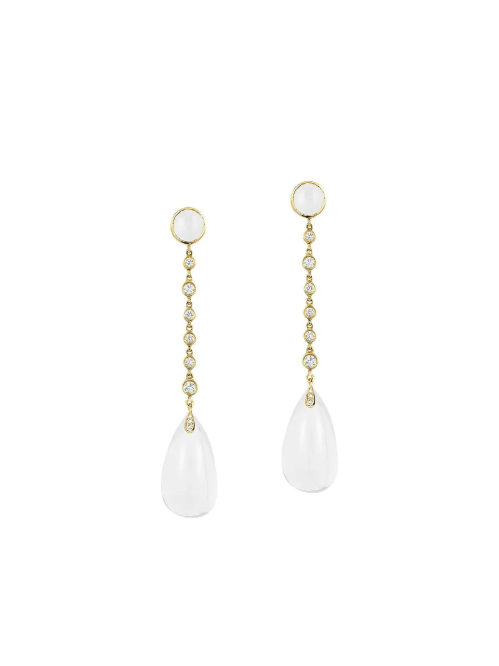 Goshwara 18K yellow gold embellished quartz and diamond earrings -