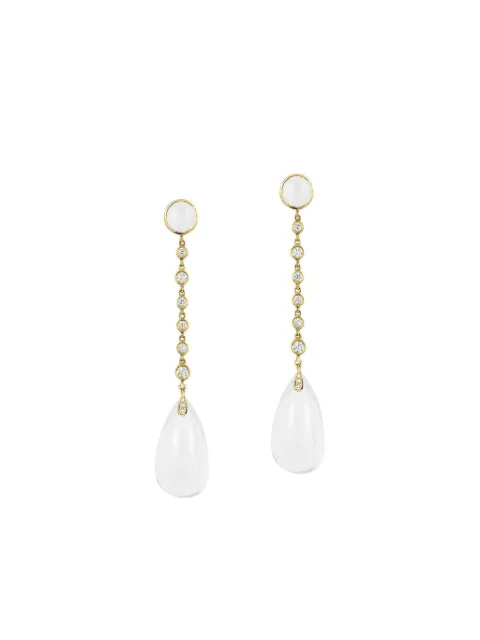 Goshwara 18K yellow gold embellished quartz and diamond earrings