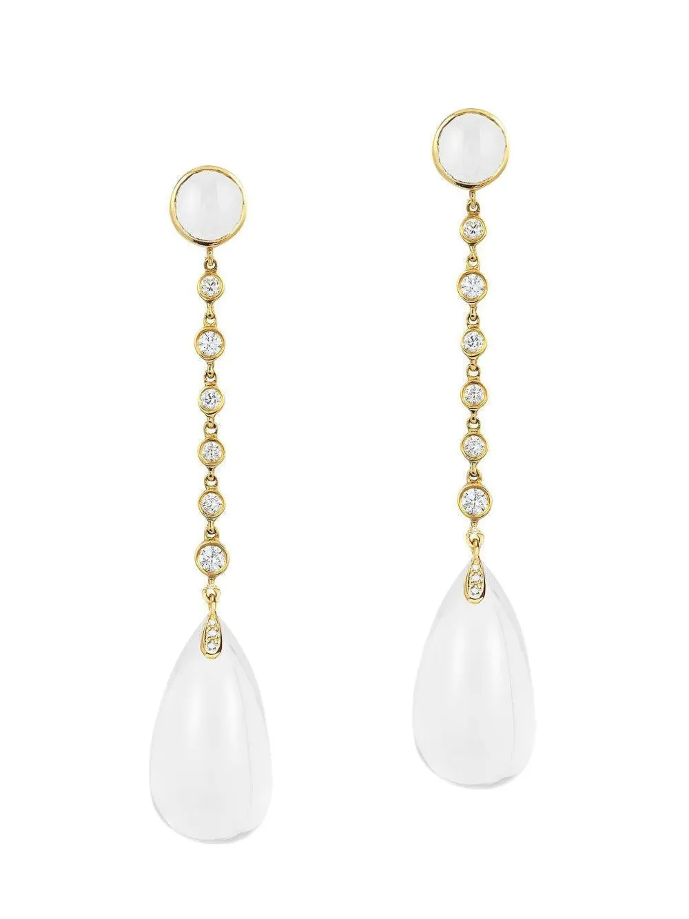 Goshwara 18k Yellow Gold Embellished Quartz And Diamond Earrings In Gold