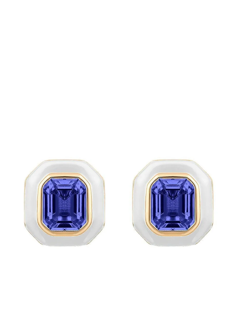 Goshwara 18K yellow gold square-cut tanzanite earrings - ゴールドトーン