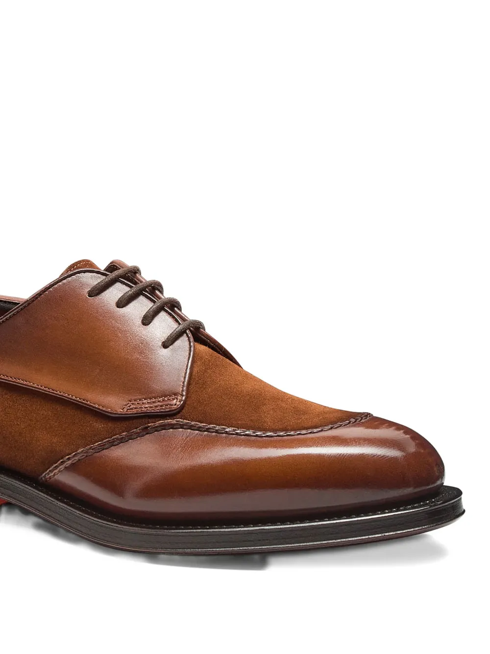 Santoni Derby schoenen met suède vlakken Bruin