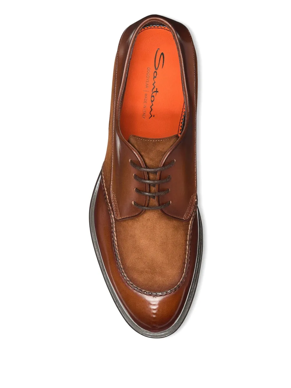 Santoni Derby schoenen met suède vlakken Bruin